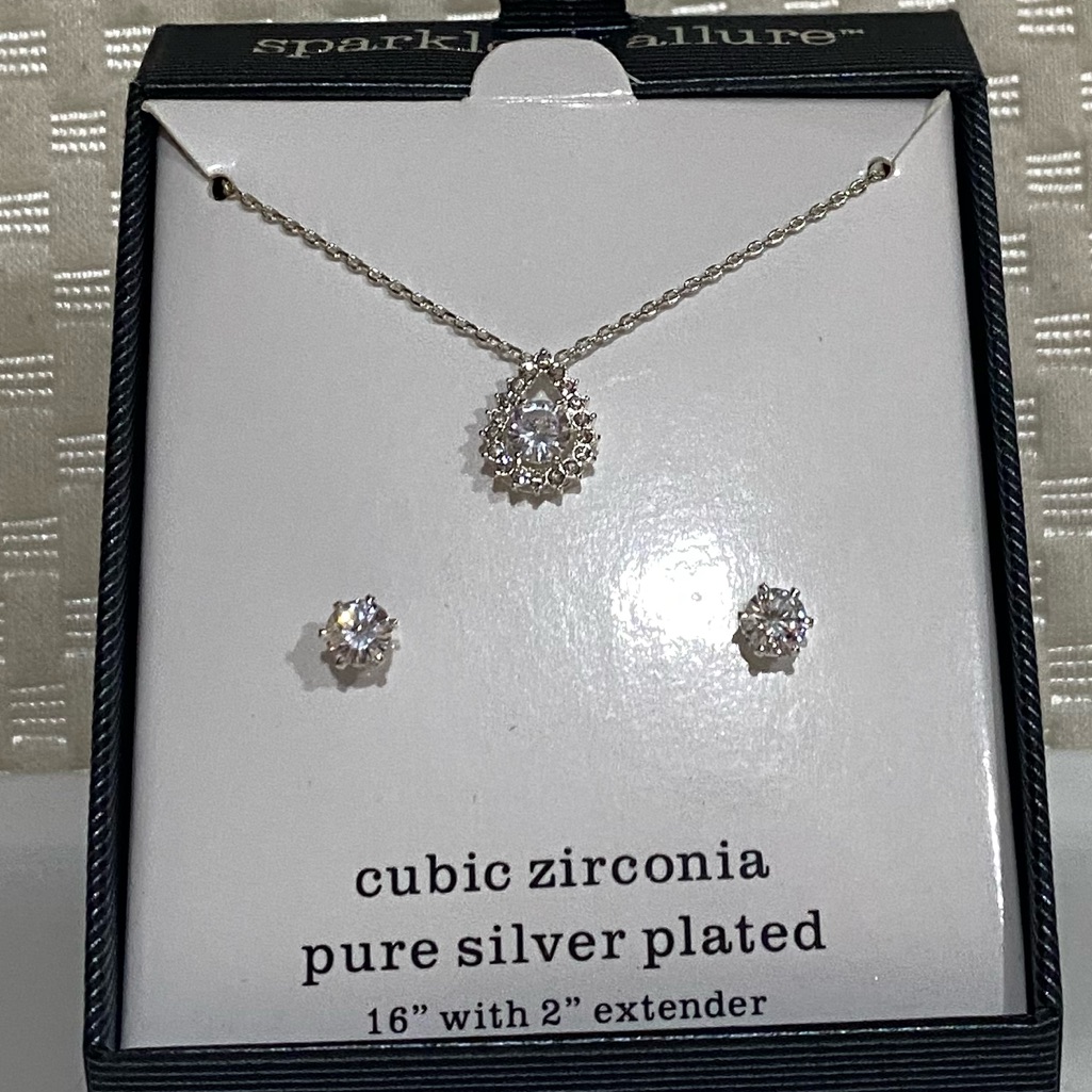 Sparkle Allure Cubic Zirconia Pure Silver Plated Set